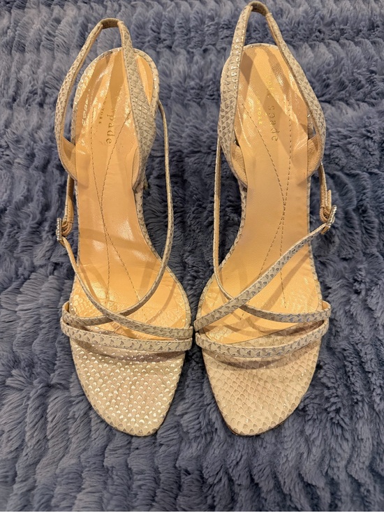 kate spade Shoes - EUC SZ8 Kate Spade New York Grey Snakeskin Strappy Heels